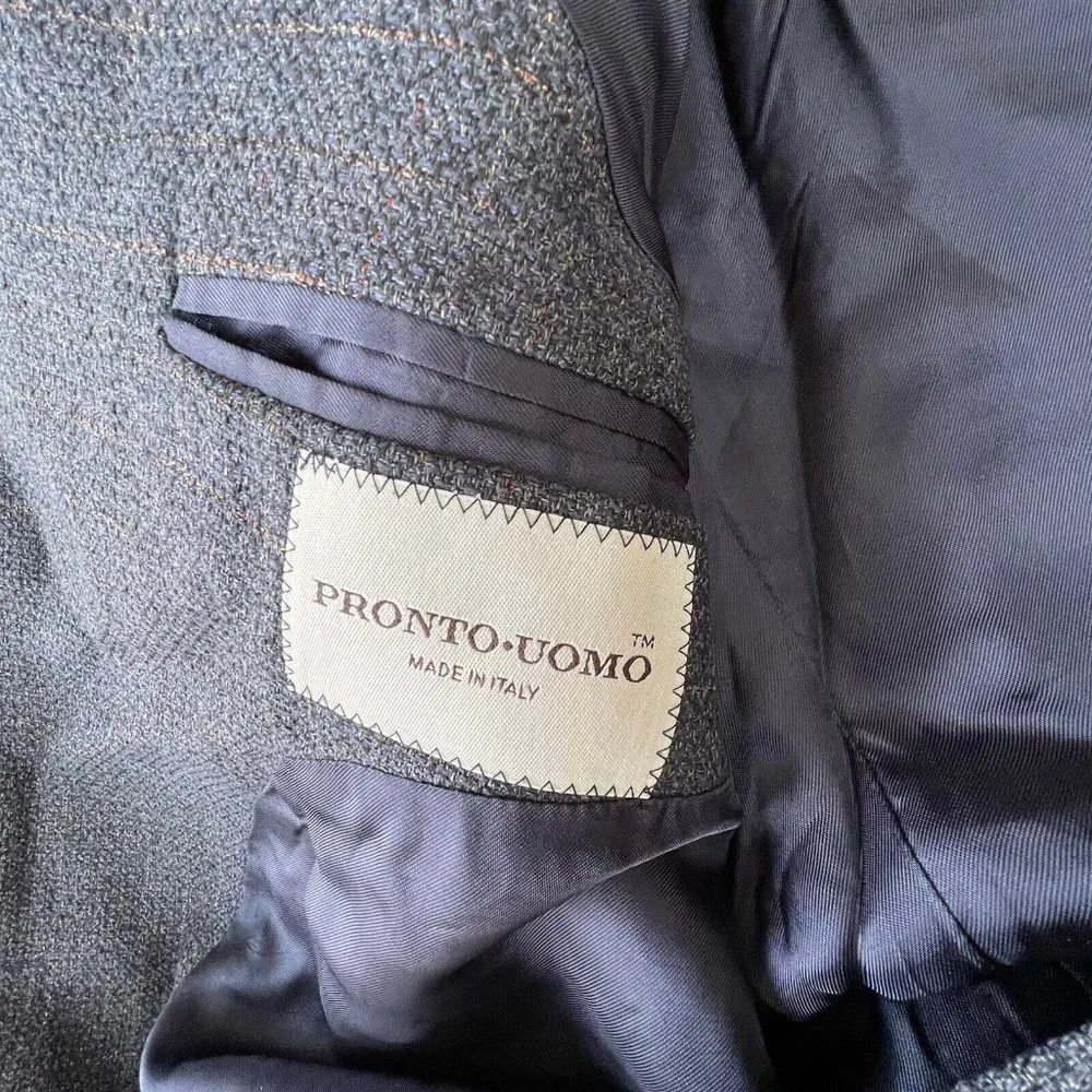 Pronto‎ Uomo Mens Sport Coat Blazer Jacket Casual Wool/Silk Brown 44R Italy Made